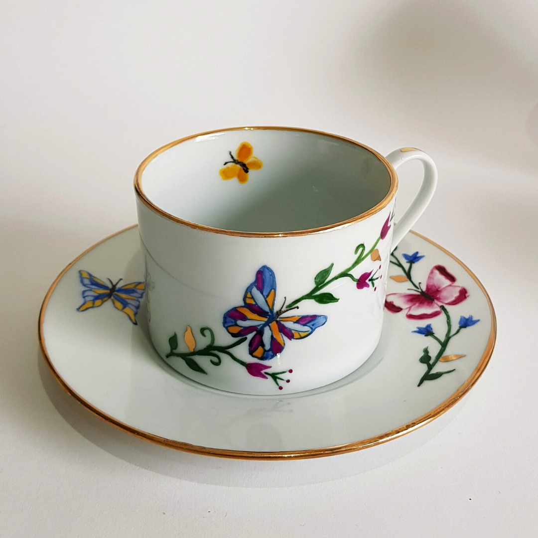 Cappuccino Cup Flowers & Butterflies Collection (set of 6)